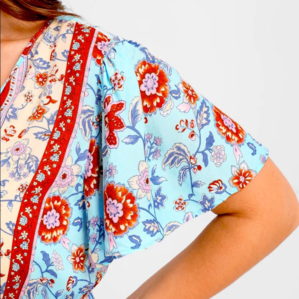 Blue Bohemian top with tassels